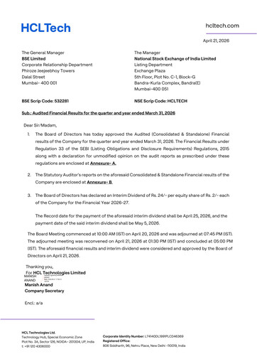 Thumbnail HCL Technologies
 Quarterly Report 2026-q4