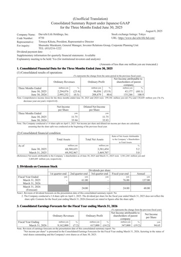 Thumbnail Dai-ichi Life Holdings
 Quarterly Report 2025-q1