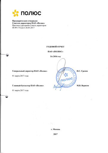 Vorschaubild Polyus Jahresbericht 2016
