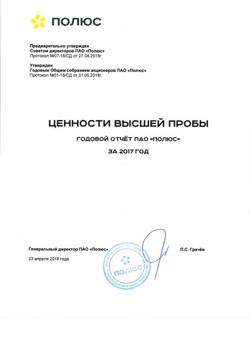 Vorschaubild Polyus Jahresbericht 2017