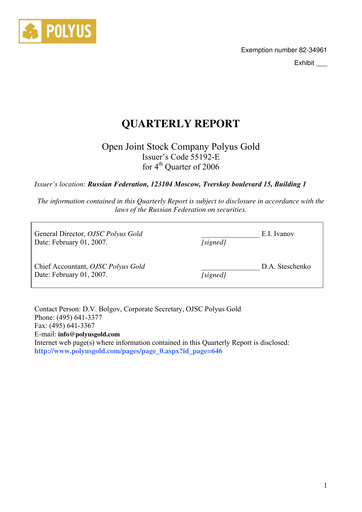 Thumbnail Polyus Quarterly Report 2006-q4