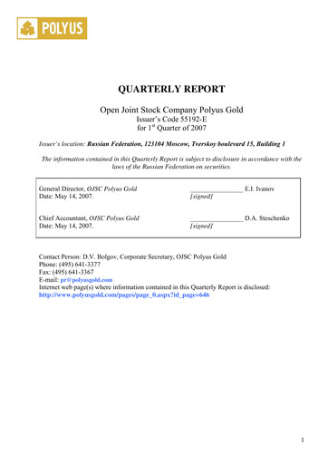 Thumbnail Polyus Quarterly Report 2007-q1