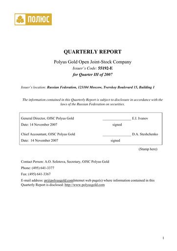 Thumbnail Polyus Quarterly Report 2007-q3