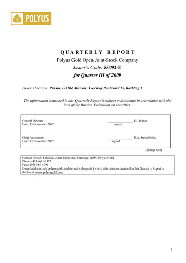 Thumbnail Polyus Quarterly Report 2009-q3