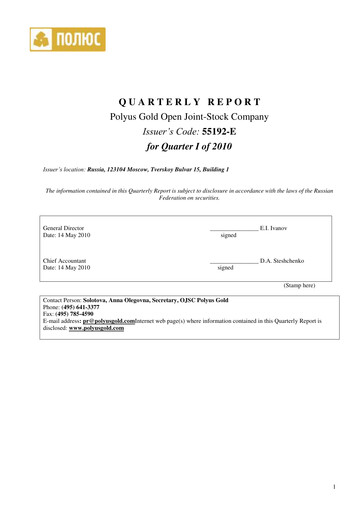 Thumbnail Polyus Quarterly Report 2010-q1