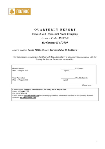 Thumbnail Polyus Quarterly Report 2010-q2