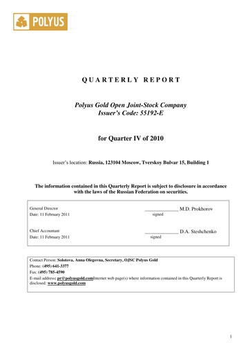 Thumbnail Polyus Quarterly Report 2010-q4