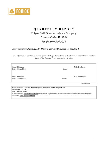 Thumbnail Polyus Quarterly Report 2011-q1