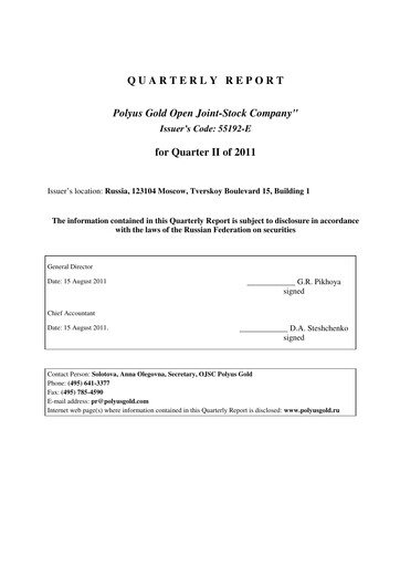 Thumbnail Polyus Quarterly Report 2011-q2