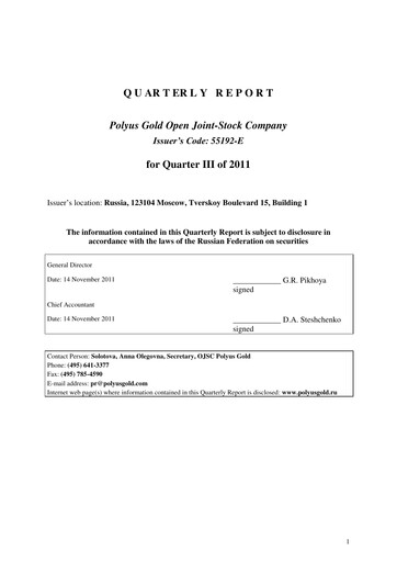 Thumbnail Polyus Quarterly Report 2011-q3