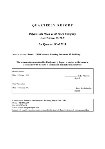 Thumbnail Polyus Quarterly Report 2011-q4