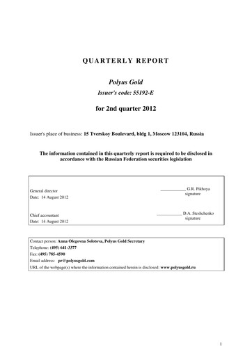 Thumbnail Polyus Quarterly Report 2012-q2