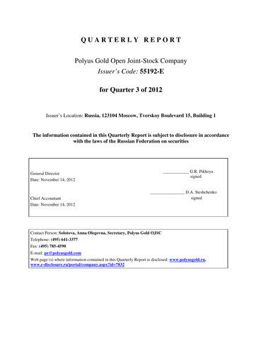 Thumbnail Polyus Quarterly Report 2012-q3