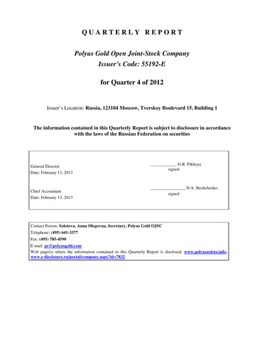 Thumbnail Polyus Quarterly Report 2012-q4