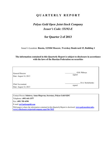 Thumbnail Polyus Quarterly Report 2013-q2