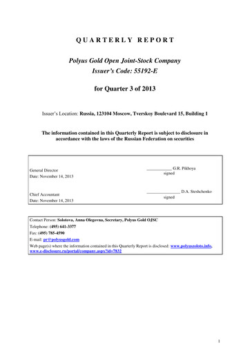 Thumbnail Polyus Quarterly Report 2013-q3