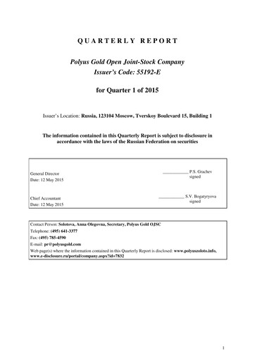 Thumbnail Polyus Quarterly Report 2015-q1