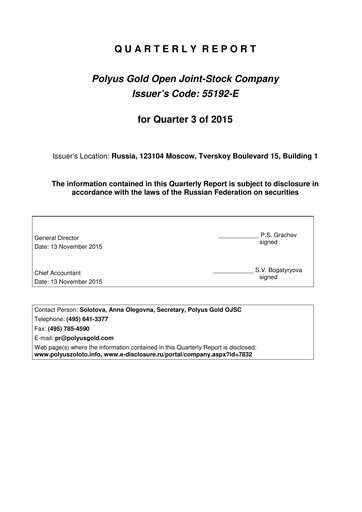 Thumbnail Polyus Quarterly Report 2015-q3