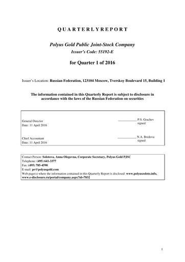 Thumbnail Polyus Quarterly Report 2016-q1