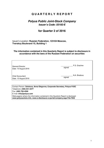 Thumbnail Polyus Quarterly Report 2016-q2