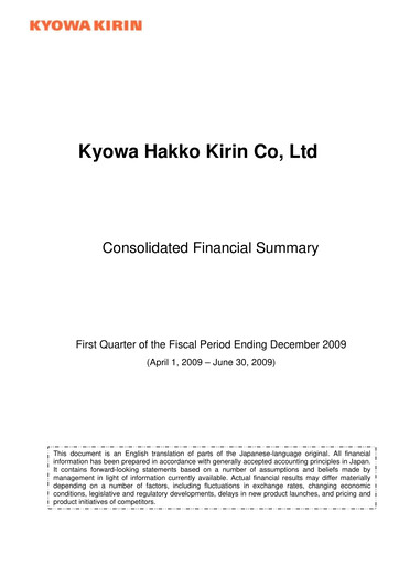 Miniature kyowa Kirin Rapport trimestriel 2009-q1