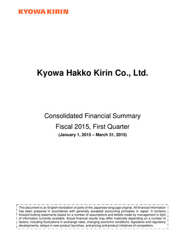 Miniature kyowa Kirin Rapport trimestriel 2015-q1