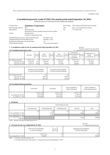 Miniature Sumitomo Rapport semestriel 2021-h1