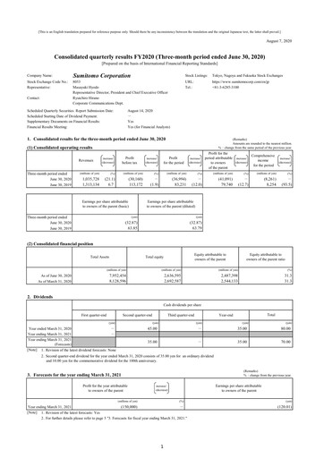 Thumbnail Sumitomo Quarterly Report 2020-q1