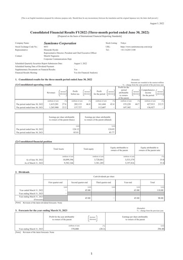 Thumbnail Sumitomo Quarterly Report 2022-q1