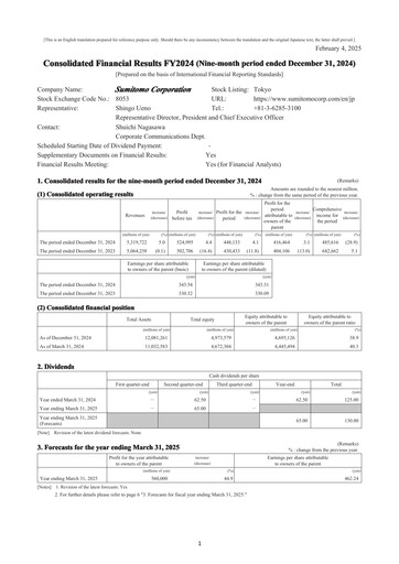 Thumbnail Sumitomo Quarterly Report 2024-q3