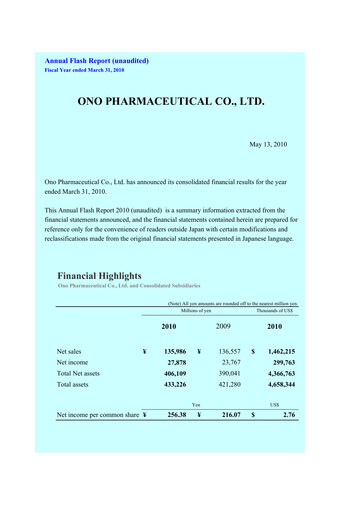 Miniature Ono Pharmaceutical
 Bilan financier fy2010