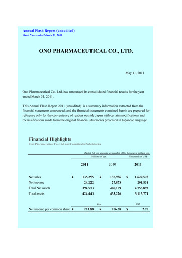 Miniature Ono Pharmaceutical
 Bilan financier fy2011