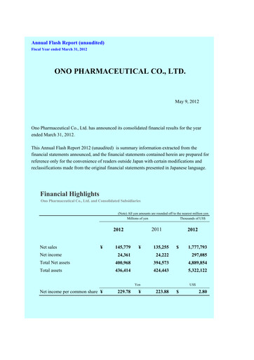 Miniature Ono Pharmaceutical
 Bilan financier fy2012