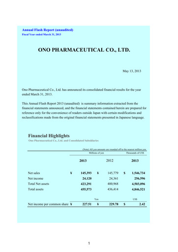 Miniature Ono Pharmaceutical
 Bilan financier fy2013