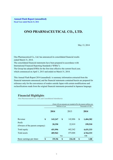 Miniature Ono Pharmaceutical
 Bilan financier fy2014