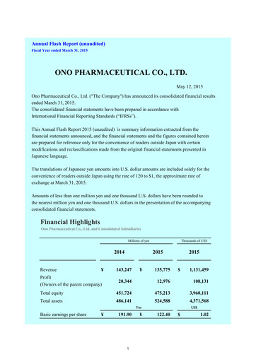 Miniature Ono Pharmaceutical
 Bilan financier fy2015