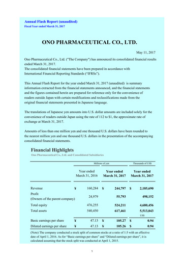 Miniature Ono Pharmaceutical
 Bilan financier fy2017
