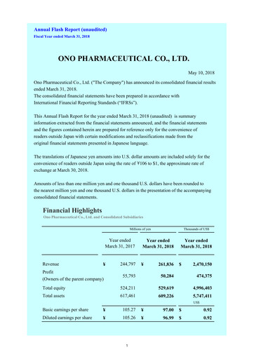 Miniature Ono Pharmaceutical
 Bilan financier fy2018