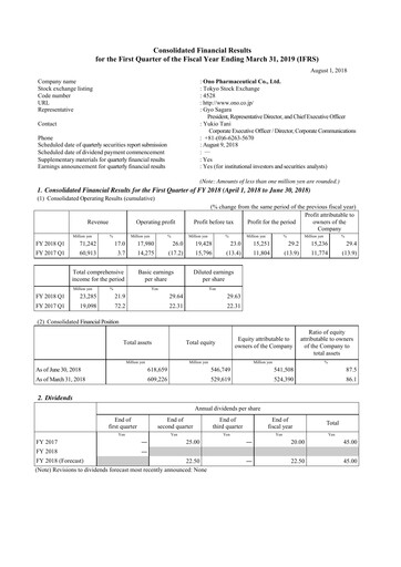 Vorschaubild Ono Pharmaceutical
 Quartalsbericht 2018-q1