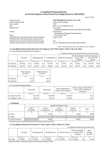 Vorschaubild Ono Pharmaceutical
 Quartalsbericht 2023-q1