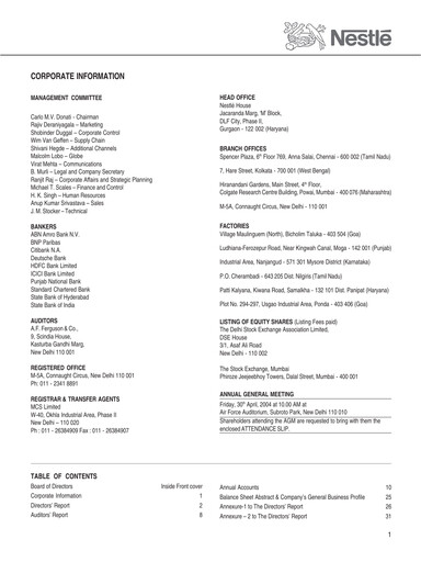 Thumbnail Nestlé India Annual Report 2003