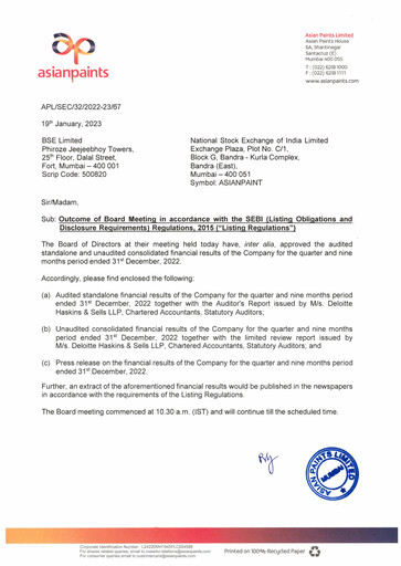 Thumbnail Asian Paints
 Quarterly Report 2022-q3