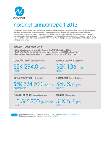 Thumbnail Nordnet AB Annual Report 2013