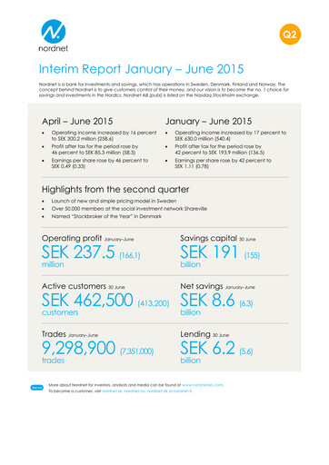 Thumbnail Nordnet AB Half-year Report 2015-h1