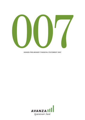 Miniature Avanza Bank Bilan financier 2007