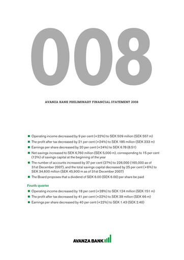 Miniature Avanza Bank Bilan financier 2008