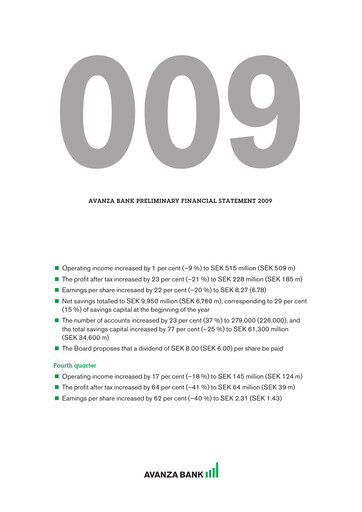 Miniature Avanza Bank Bilan financier 2009