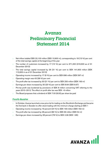 Miniature Avanza Bank Bilan financier 2014