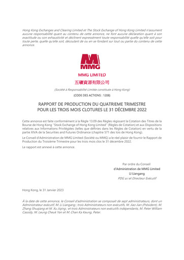 Miniature MMG Limited Rapport trimestriel 2022-q4