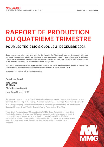 Miniature MMG Limited Rapport trimestriel 2024-q4